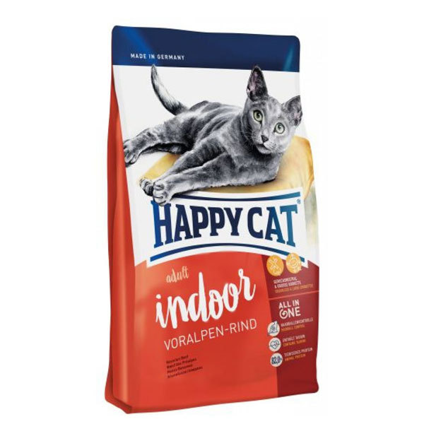 غذای گربه خانگی با گوشت گوساله هپی کت – Happy cat Indoor voralpen
