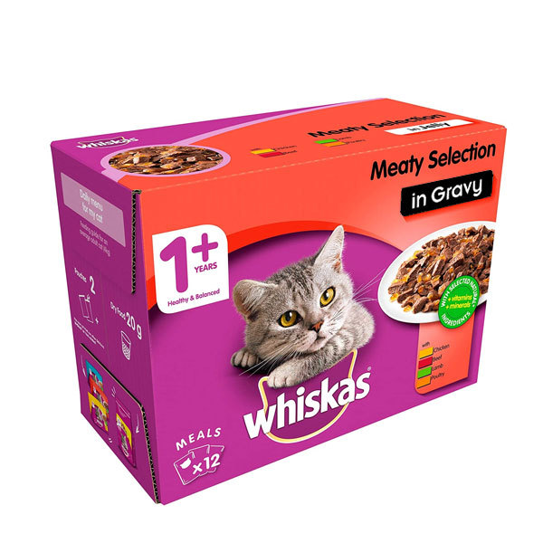 غذای پوچ گربه با طعم گوشت ویسکاس 100 گرمی – Whiskas Meaty selection